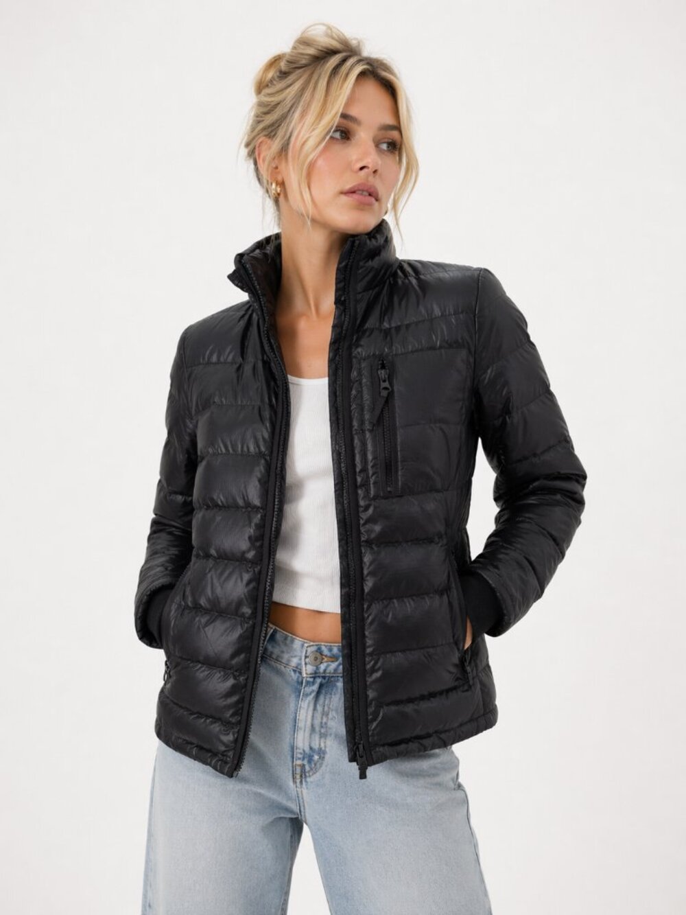J CREW Black Lightweight Down Puffer Winter Jacket Coat XS
